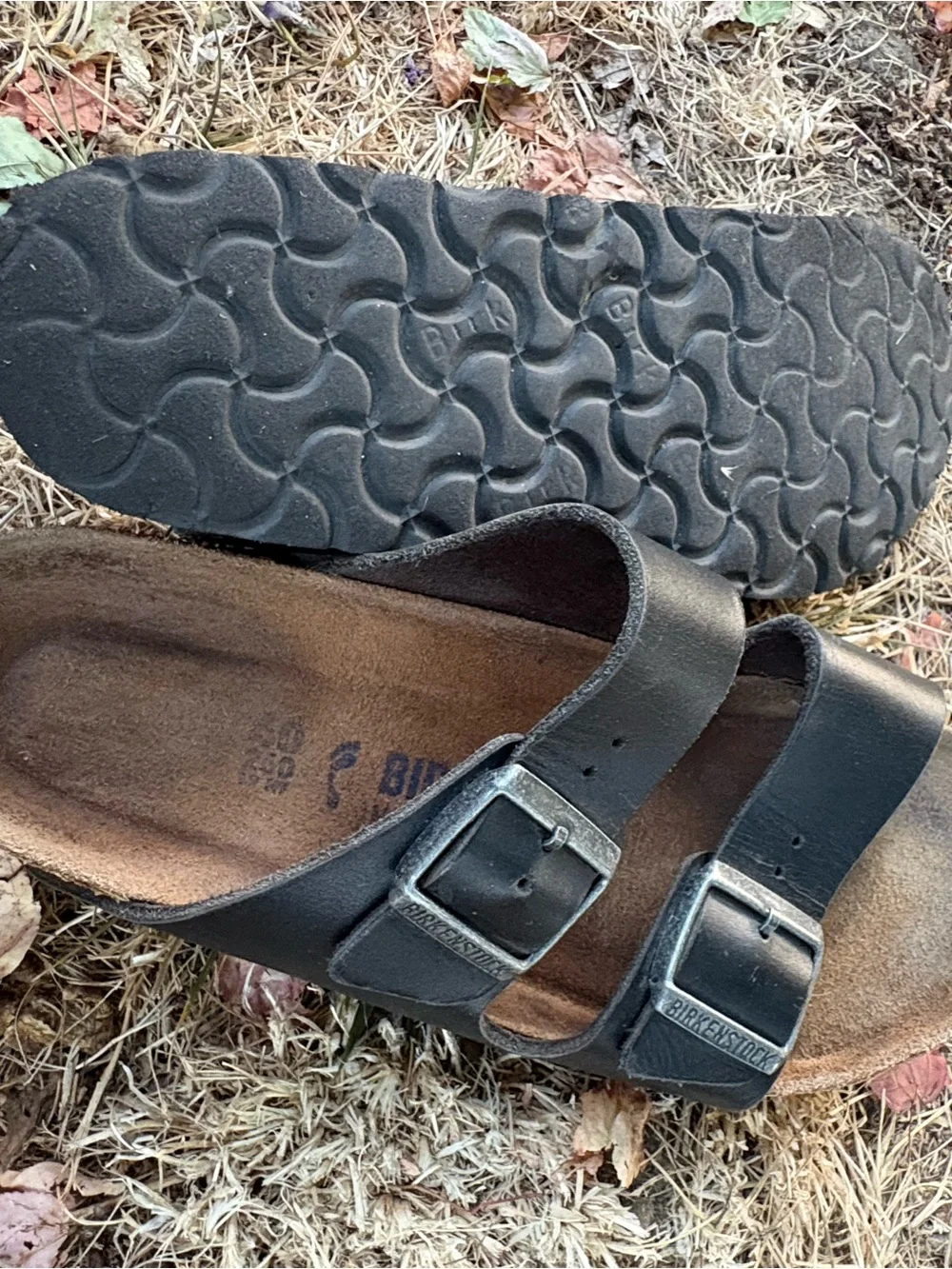 Birkenstock Men’s Black Double Strap Leather Sandals